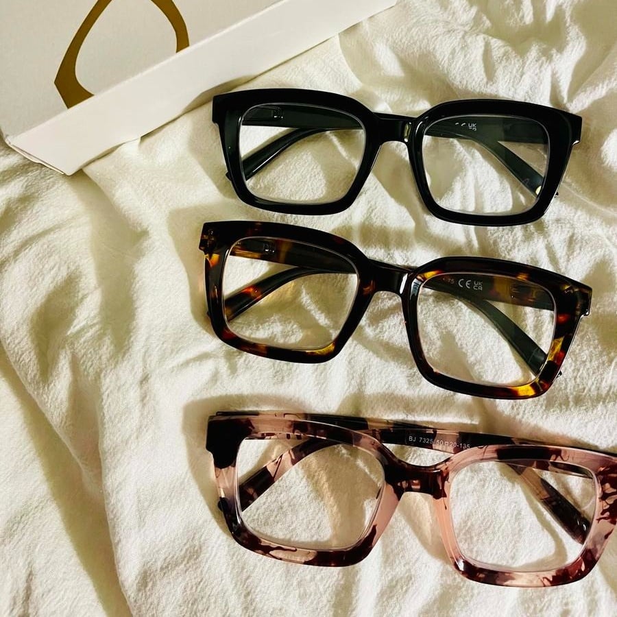 đ„Specialerbjudande â âšđLĂ€sglasögon i sköldpaddsdesign â Ăverdimensionerade, fyrkantiga glasögon med blĂ„tt ljusfilte