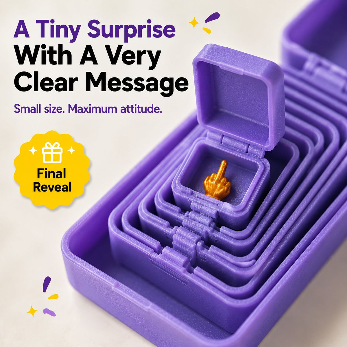 🎁 6-layer gift box for pranks and surprises | Choose your surprise: a middle finger, a spider or the number 67
