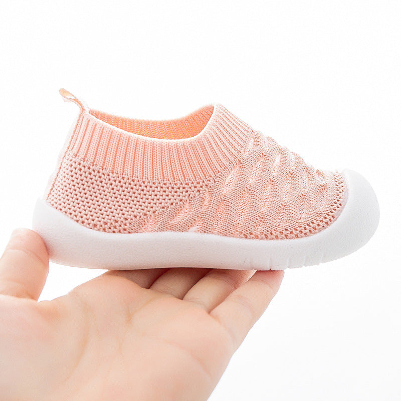 Mjukbottnade barnskor / Andningsbara Fly-woven-inomhusskor för 1–3-åringar
