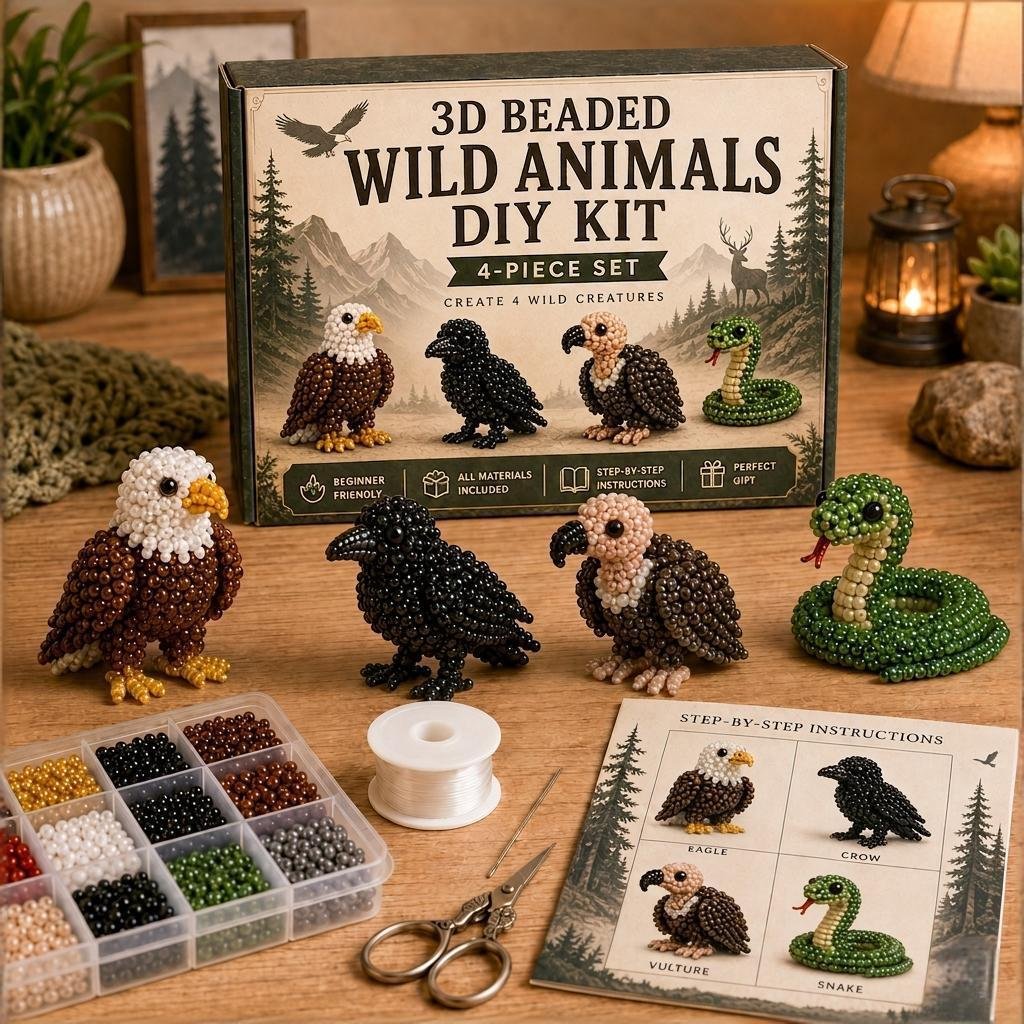 🧵✨ Litet DIY-kit med 3D-pärldjur