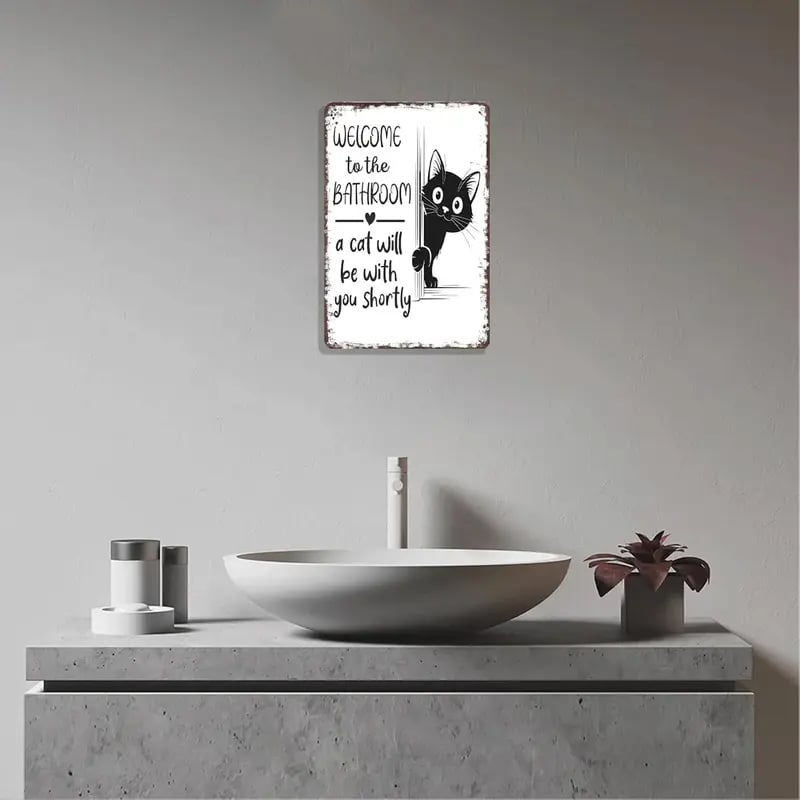 Vintage svartvit väggkonst för katt och höglandsboskap