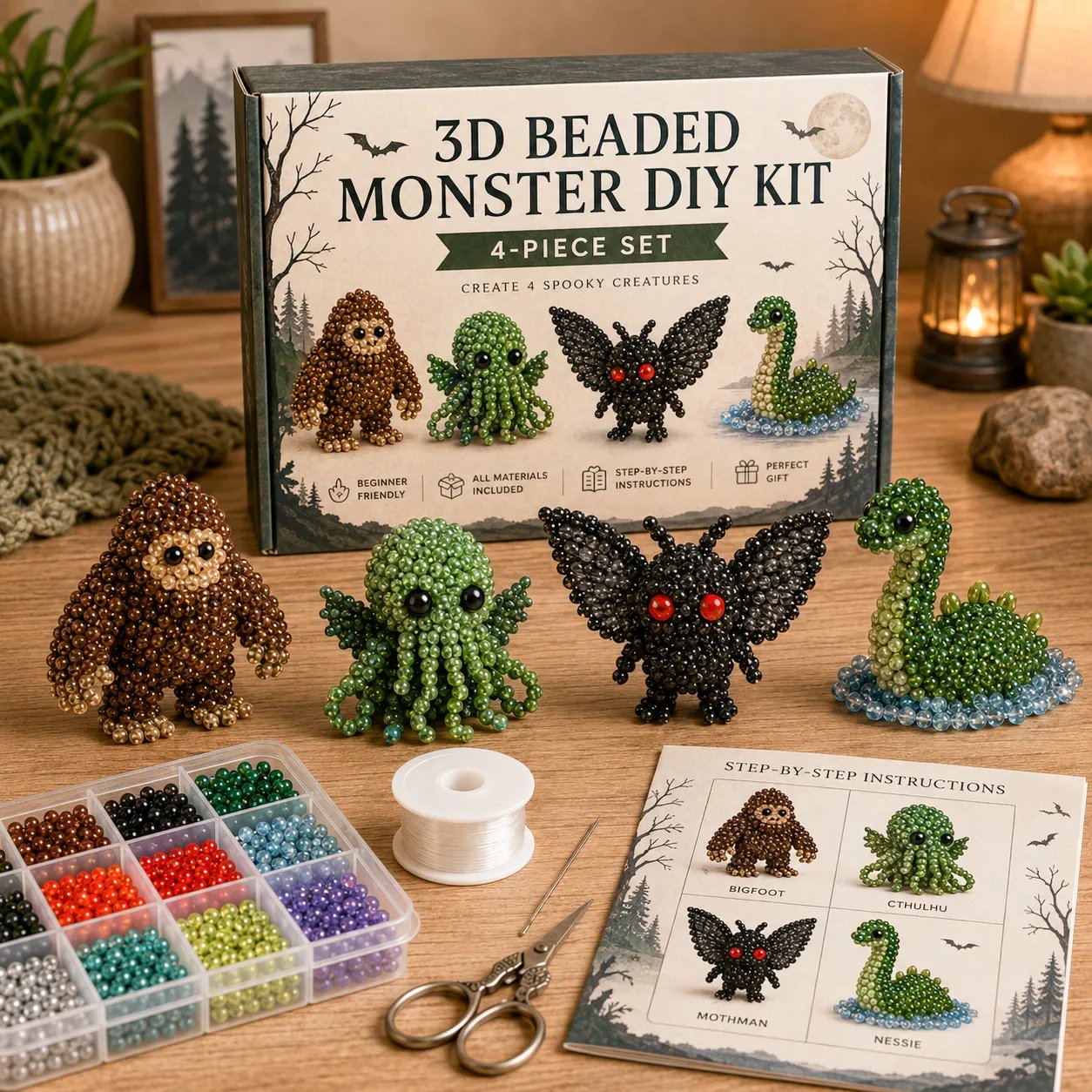 🧵✨ Litet DIY-kit med 3D-pärldjur
