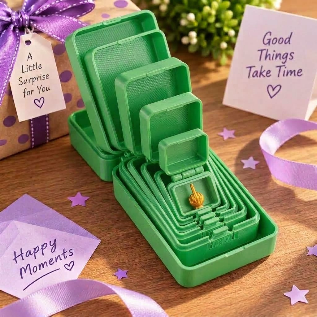 🎁 6-layer gift box for pranks and surprises | Choose your surprise: a middle finger, a spider or the number 67