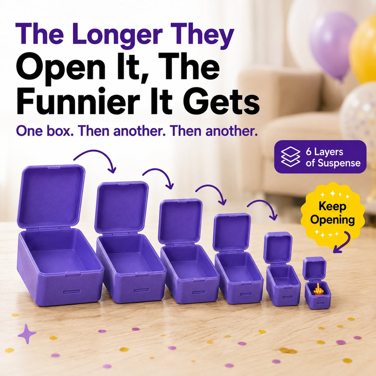 🎁 6-layer gift box for pranks and surprises | Choose your surprise: a middle finger, a spider or the number 67