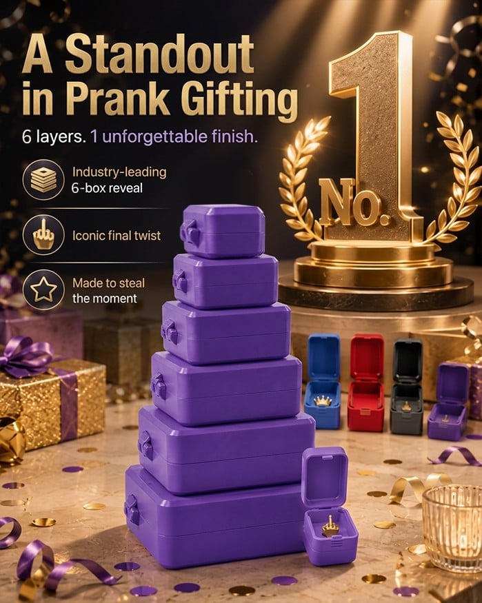🎁 6-layer gift box for pranks and surprises | Choose your surprise: a middle finger, a spider or the number 67