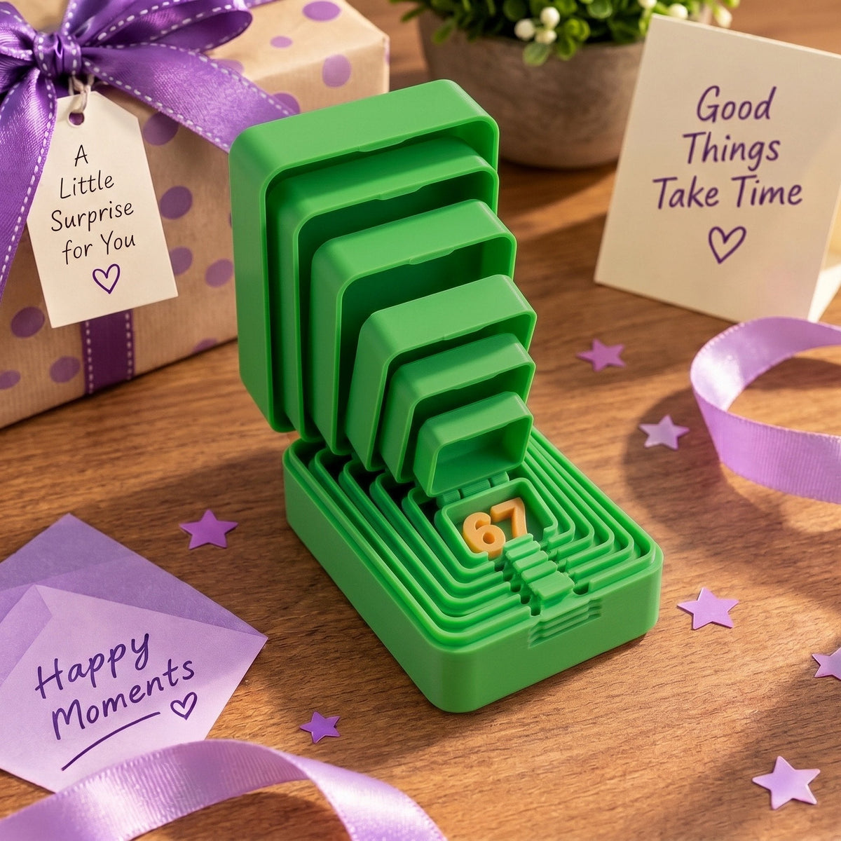 🎁 6-layer gift box for pranks and surprises | Choose your surprise: a middle finger, a spider or the number 67