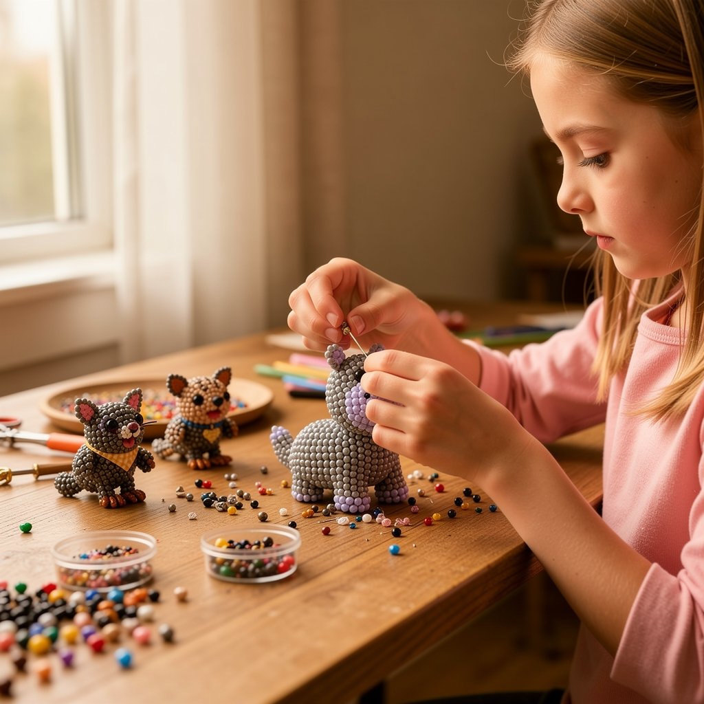 🧵✨ Litet DIY-kit med 3D-pärldjur