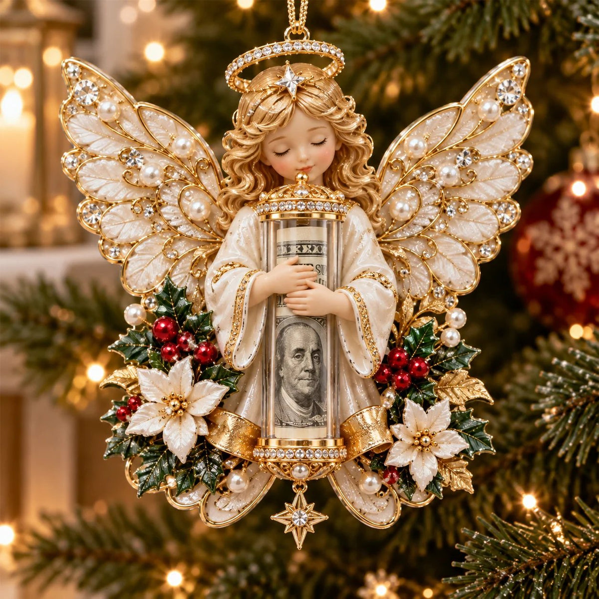 👼💵 3D Christmas decoration shaped like an angel, with a slot for cash ✨
