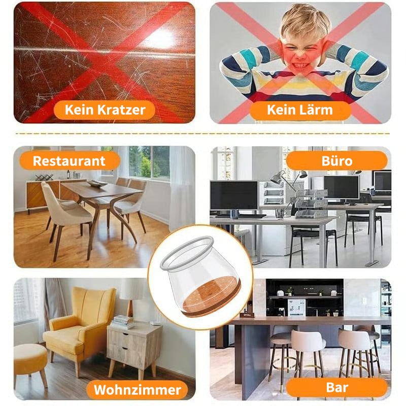 ✨ Universella gummibenskydd för stolar – Passar alla stolsbensformer, reptåliga och slitstarka, den ultimata lösningen för att skydda dina golv.