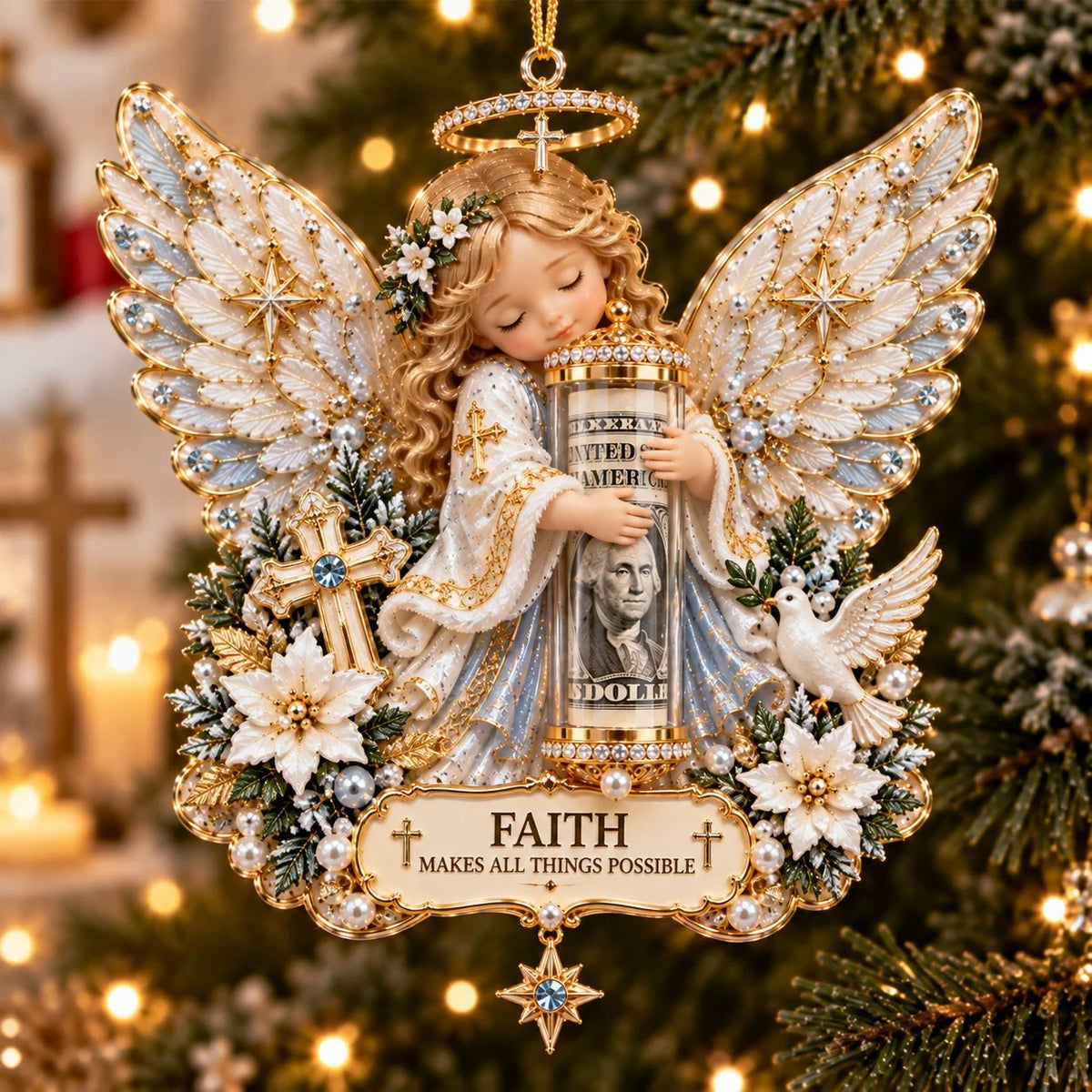 👼💵 3D Christmas decoration shaped like an angel, with a slot for cash ✨