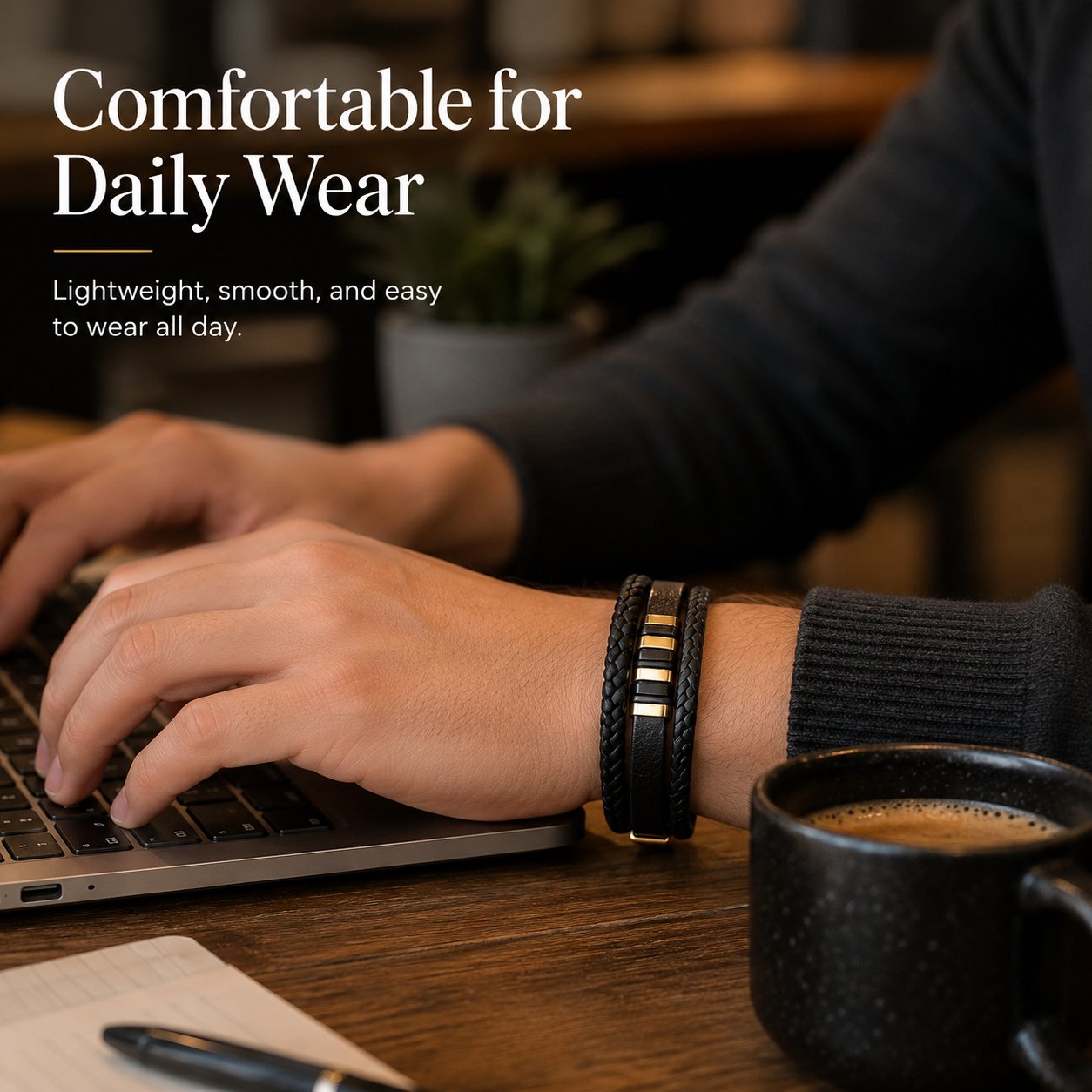 🖤Till min son — Sats med flätade armband med texten ”Gå aldrig ensam”