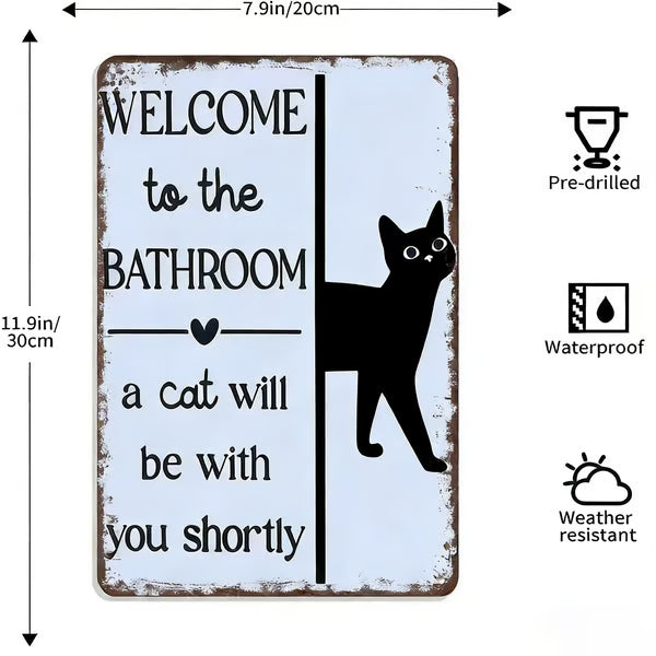 Vintage svartvit väggkonst för katt och höglandsboskap