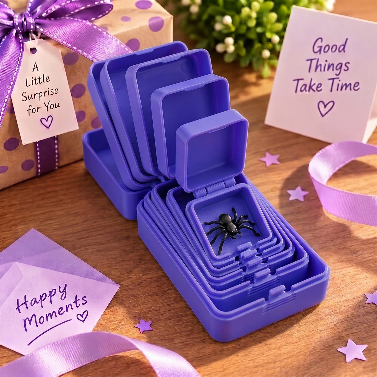 🎁 6-layer gift box for pranks and surprises | Choose your surprise: a middle finger, a spider or the number 67