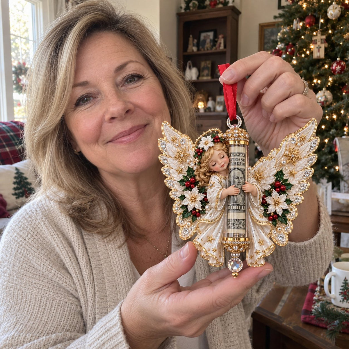 👼💵 3D Christmas decoration shaped like an angel, with a slot for cash ✨