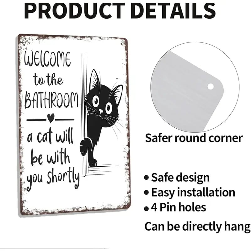 Vintage svartvit väggkonst för katt och höglandsboskap