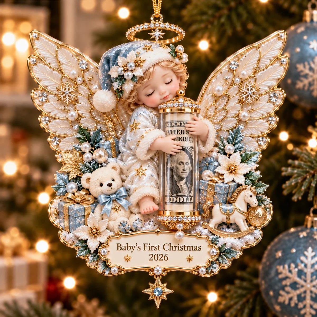 👼💵 3D Christmas decoration shaped like an angel, with a slot for cash ✨