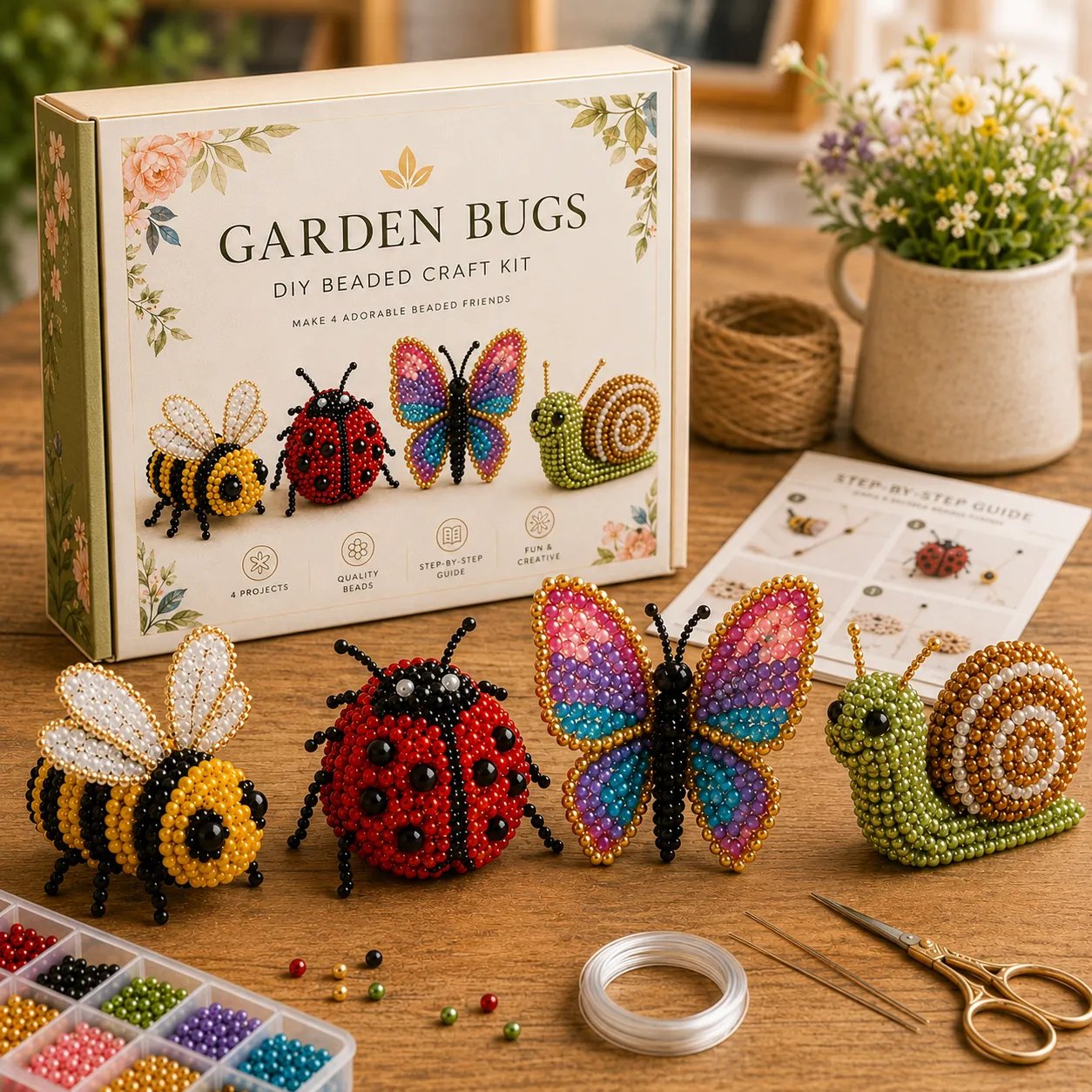 🧵✨ Litet DIY-kit med 3D-pärldjur