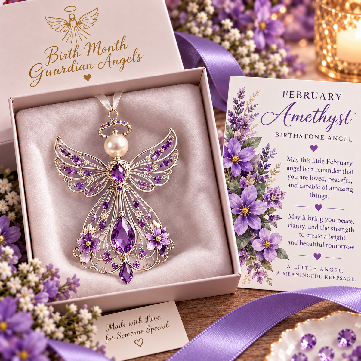 🕊️ Christmas decorations featuring the guardian angel of each month of birth – Not just any angel. Their very own angel ✨💎
