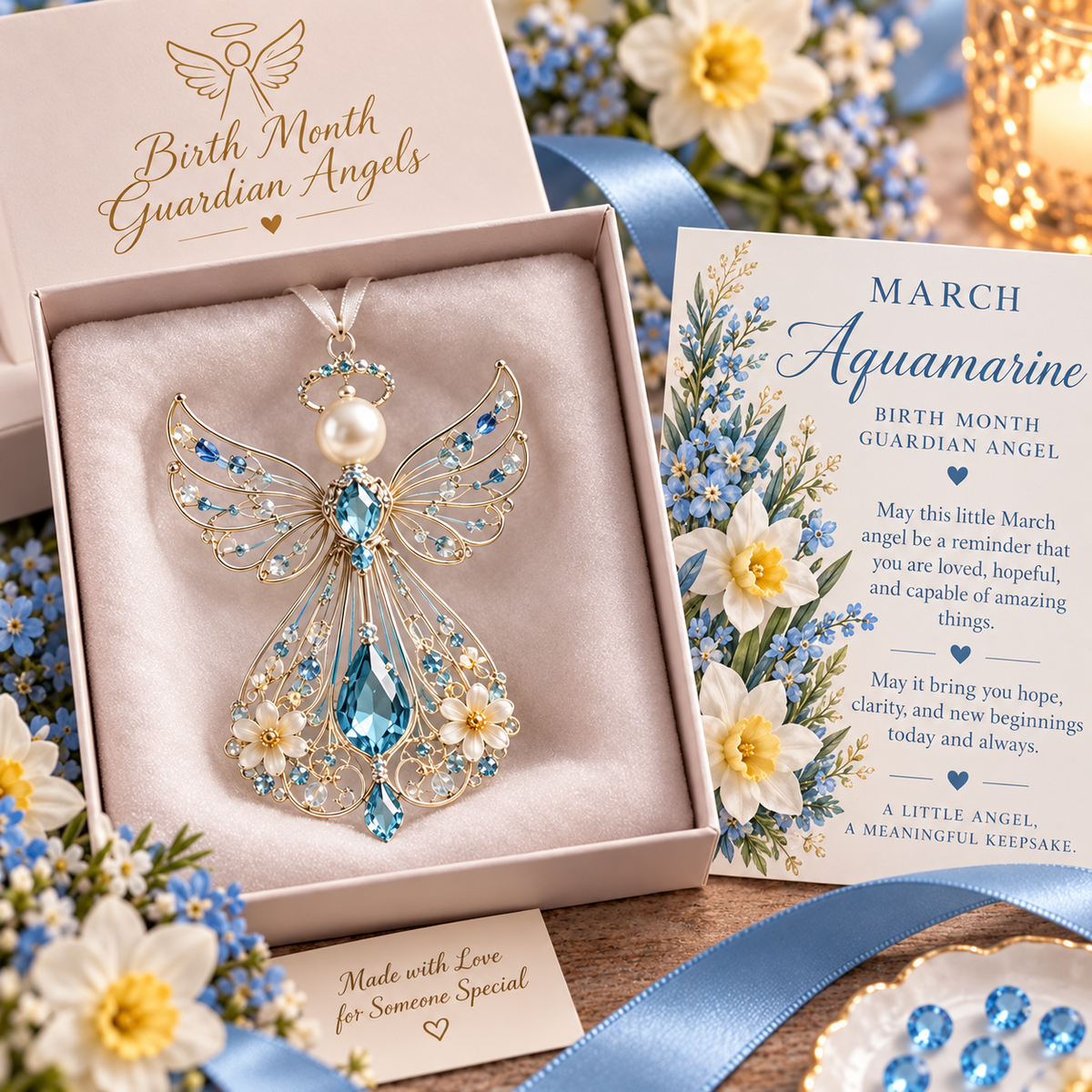 🕊️ Christmas decorations featuring the guardian angel of each month of birth – Not just any angel. Their very own angel ✨💎