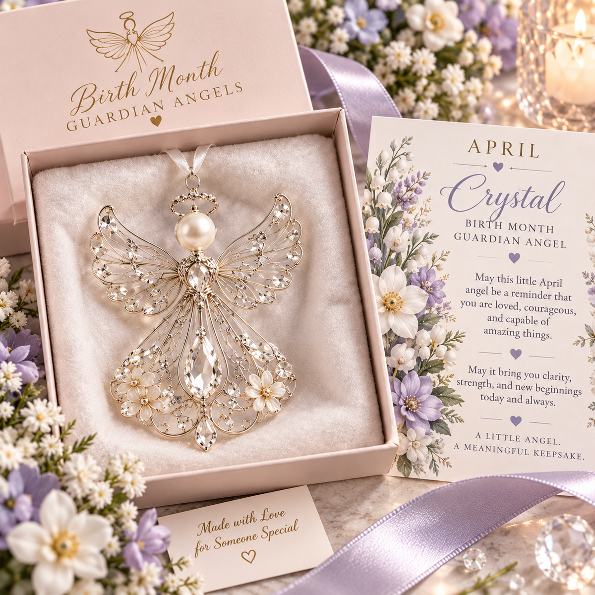 🕊️ Christmas decorations featuring the guardian angel of each month of birth – Not just any angel. Their very own angel ✨💎