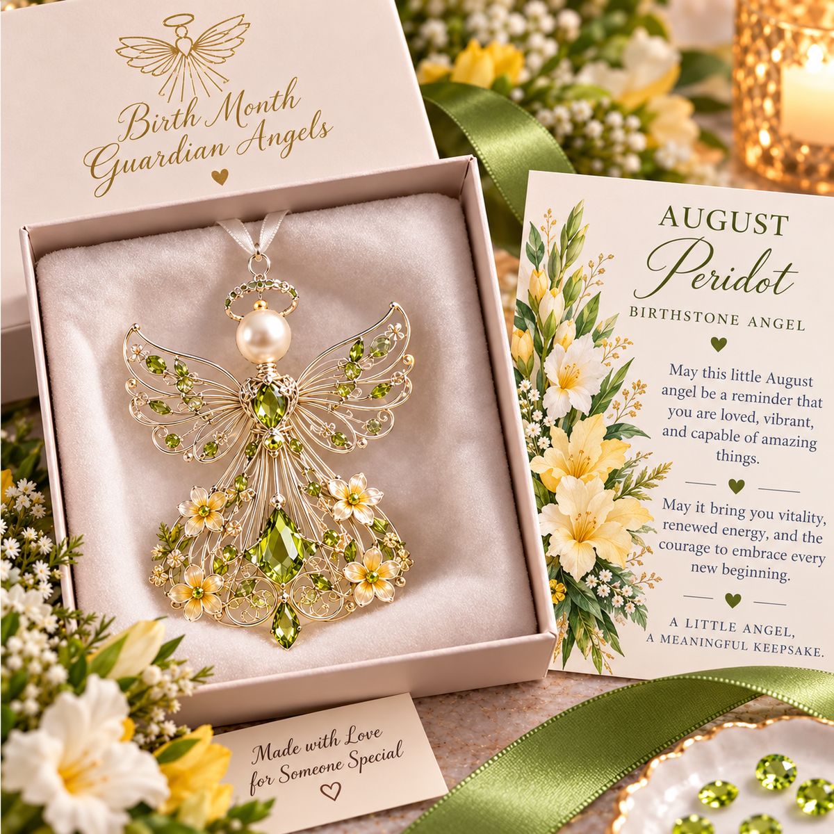 🕊️ Christmas decorations featuring the guardian angel of each month of birth – Not just any angel. Their very own angel ✨💎