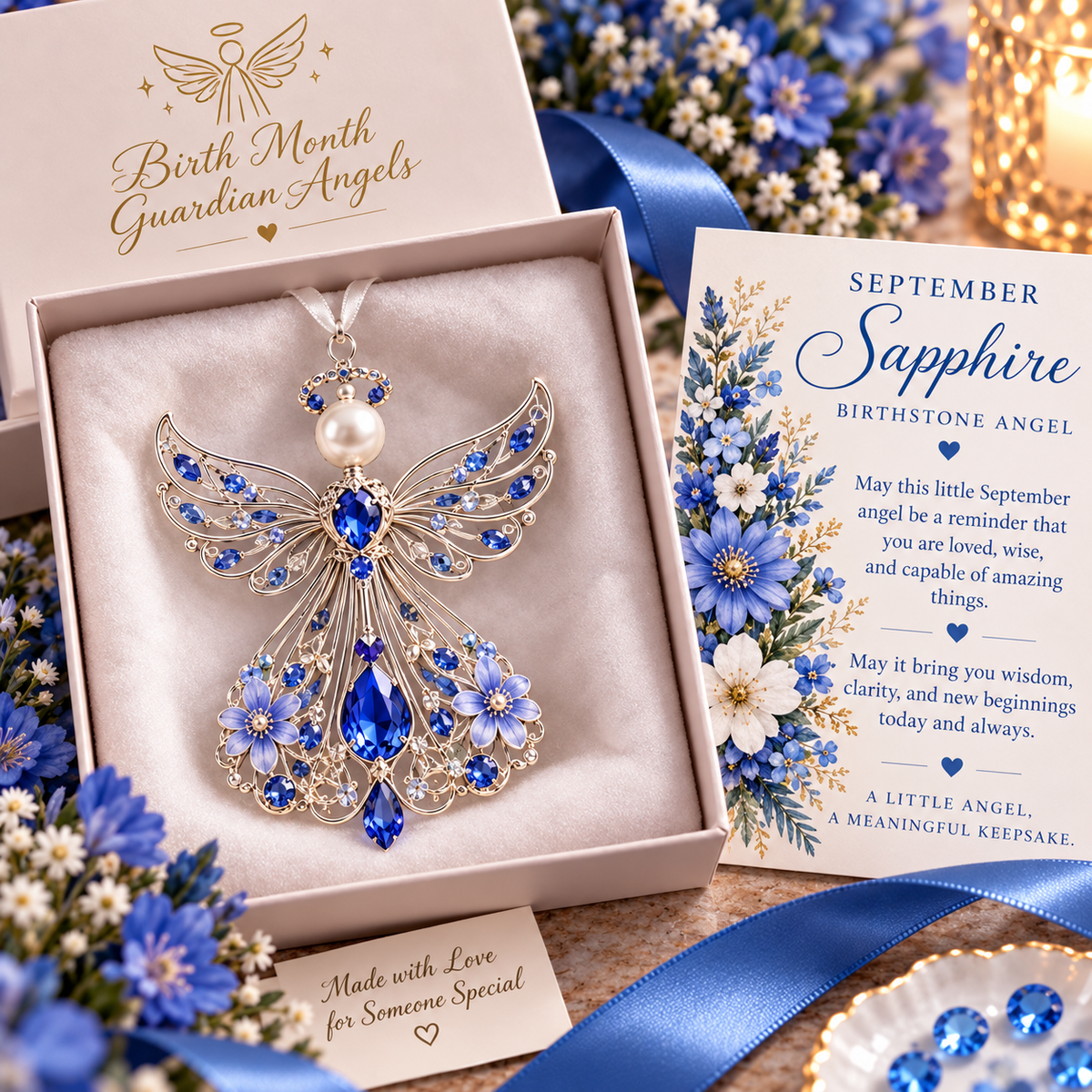 🕊️ Christmas decorations featuring the guardian angel of each month of birth – Not just any angel. Their very own angel ✨💎