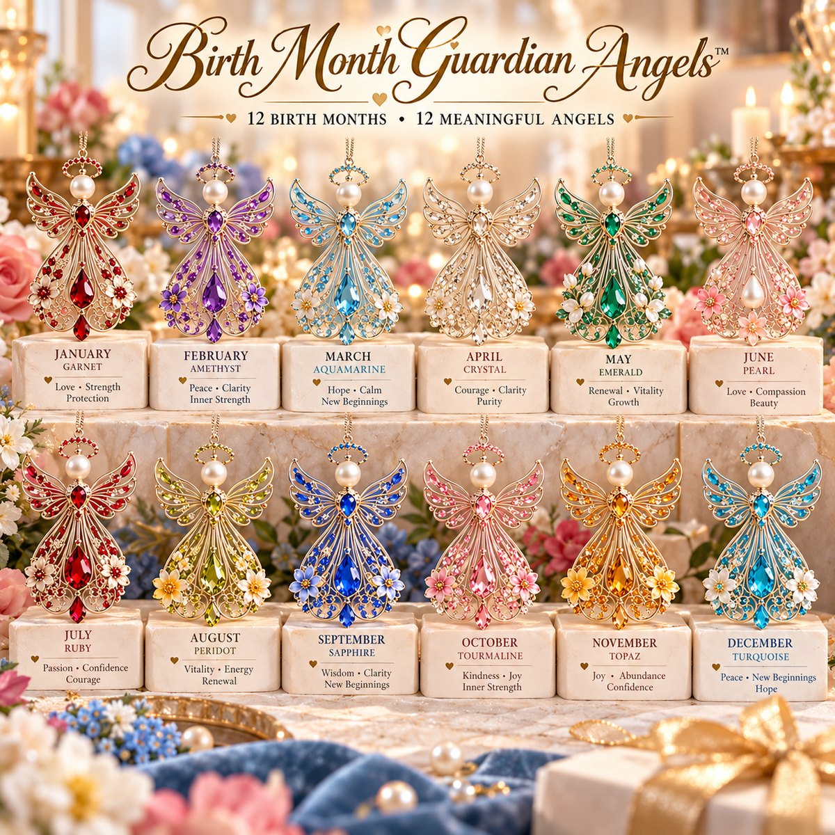 🕊️ Christmas decorations featuring the guardian angel of each month of birth – Not just any angel. Their very own angel ✨💎