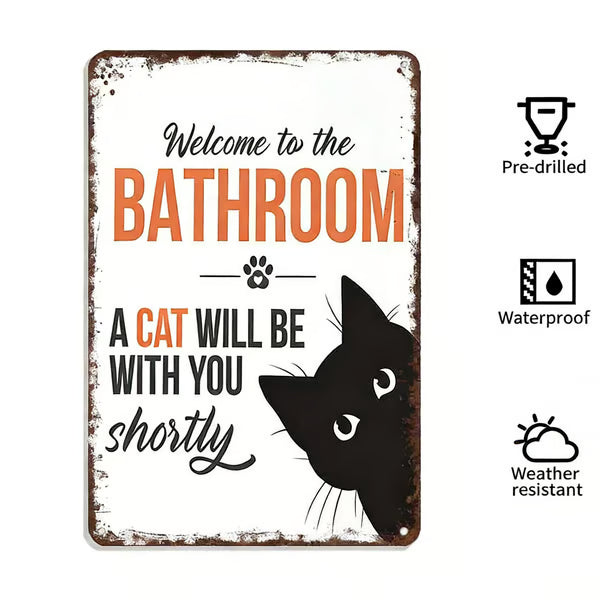 Vintage svartvit väggkonst för katt och höglandsboskap