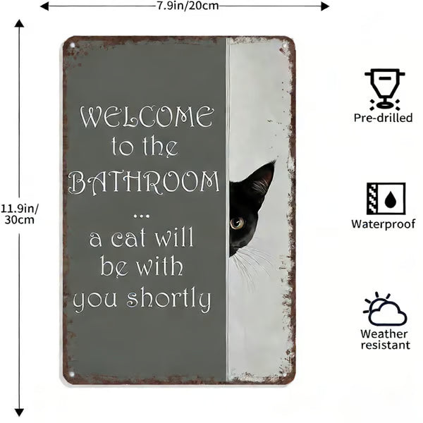 Vintage svartvit väggkonst för katt och höglandsboskap