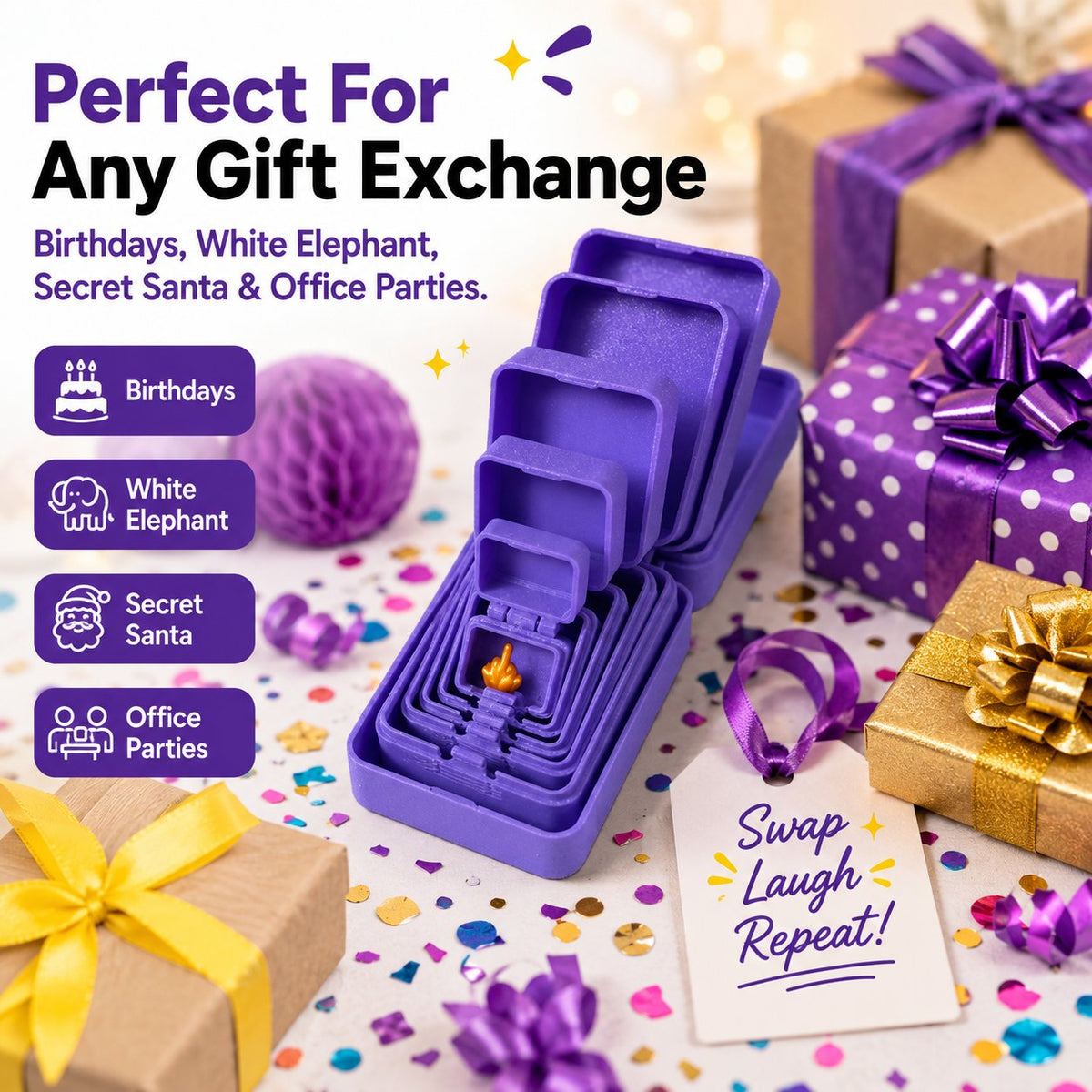 🎁 6-layer gift box for pranks and surprises | Choose your surprise: a middle finger, a spider or the number 67
