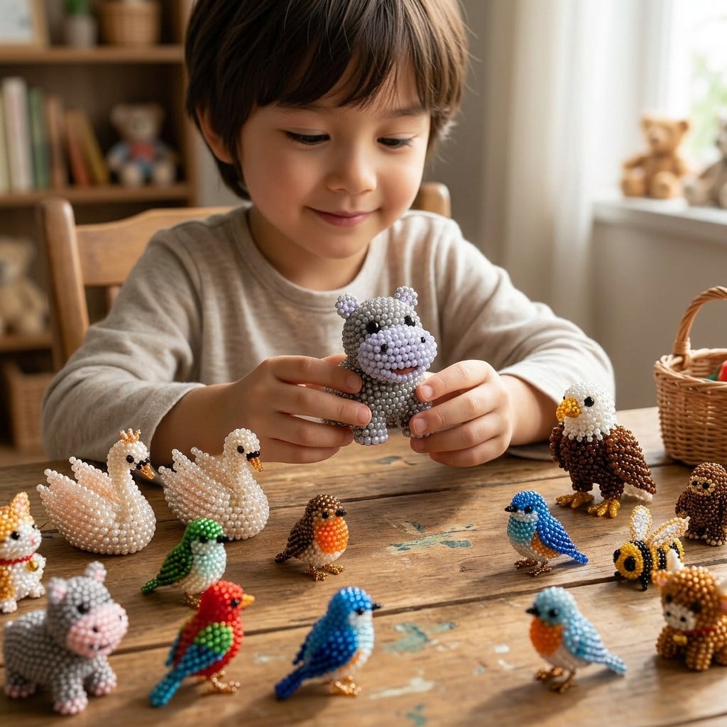🧵✨ Litet DIY-kit med 3D-pärldjur