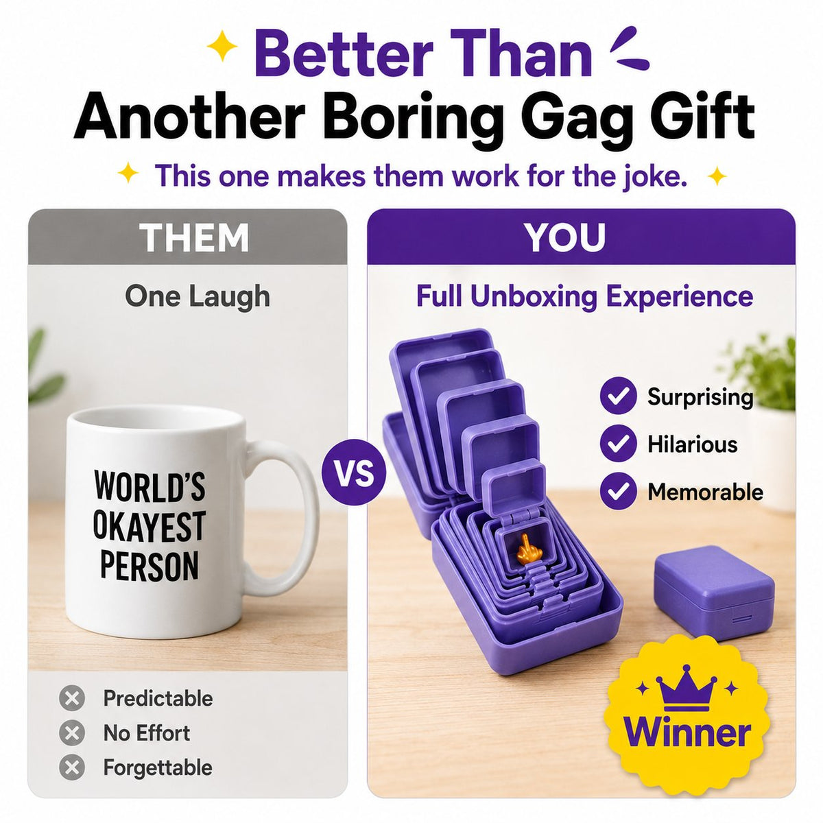 🎁 6-layer gift box for pranks and surprises | Choose your surprise: a middle finger, a spider or the number 67