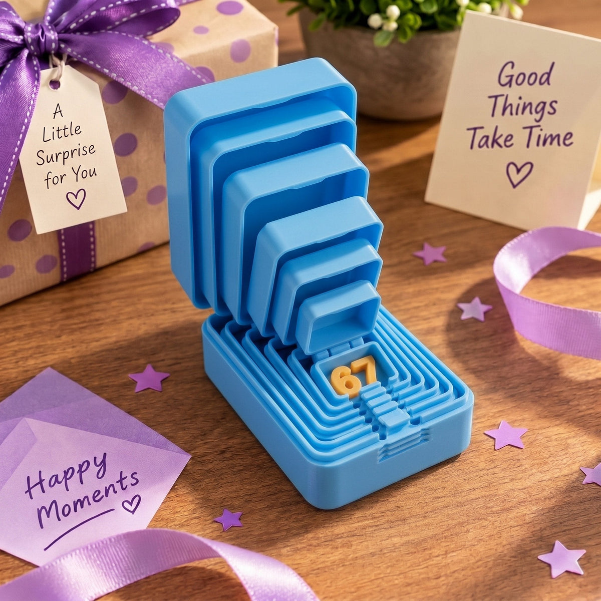 🎁 6-layer gift box for pranks and surprises | Choose your surprise: a middle finger, a spider or the number 67