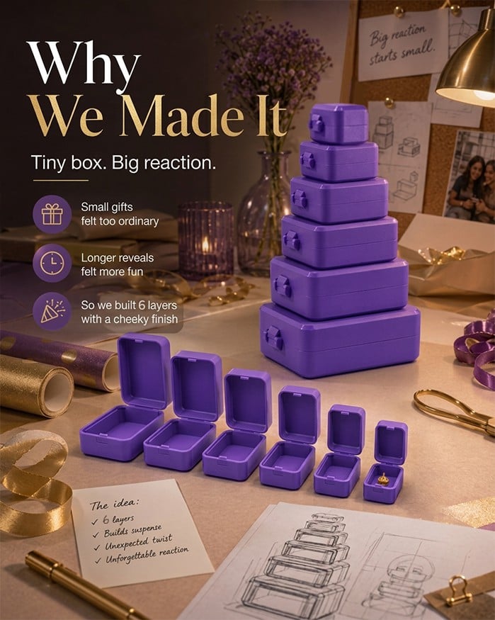 🎁 6-layer gift box for pranks and surprises | Choose your surprise: a middle finger, a spider or the number 67