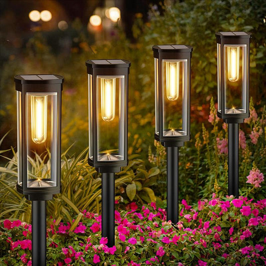 🌞 Solcellsdriven trädgårdslampa med glödtrådseffekt – Vattentät och idealisk för gångar och gräsmattor