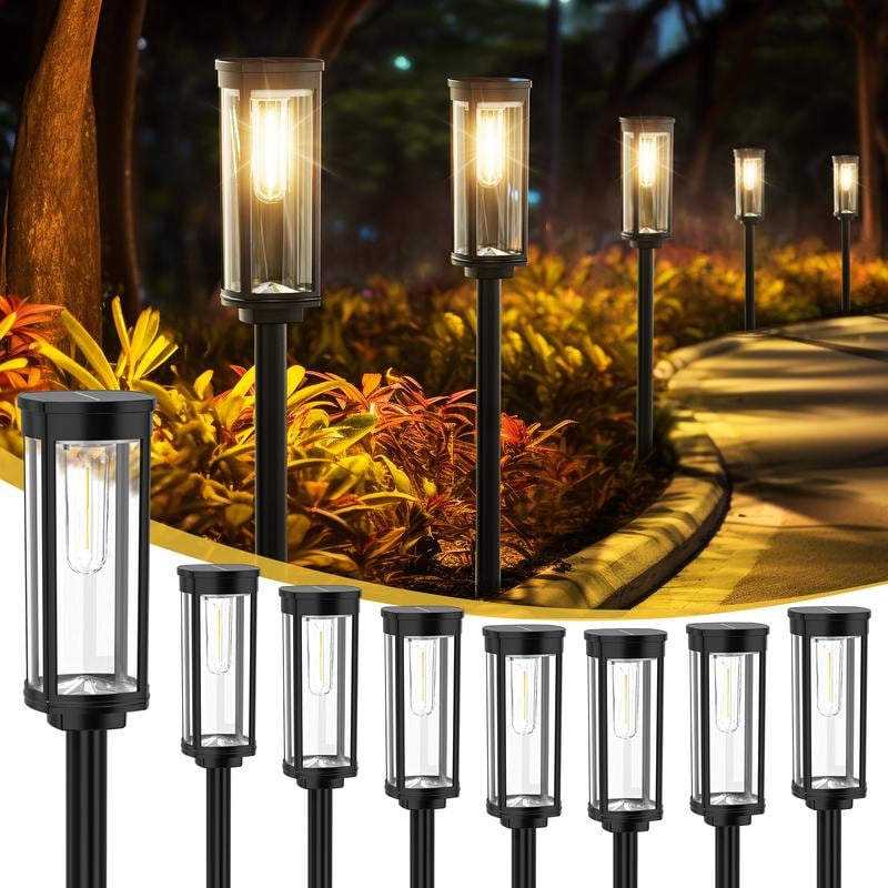 🌞 Solcellsdriven trädgårdslampa med glödtrådseffekt – Vattentät och idealisk för gångar och gräsmattor