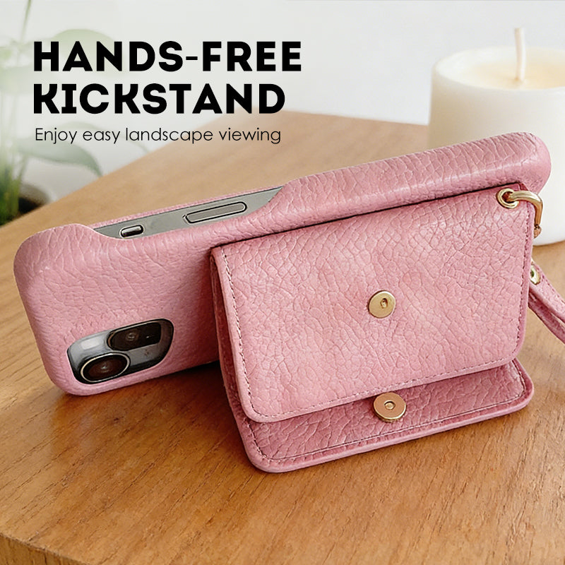 🔥Skyddande rosa telefonskal med spegel och handledsrem