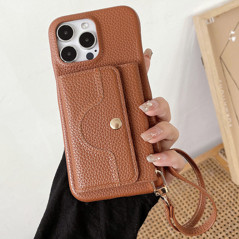 🔥Skyddande rosa telefonskal med spegel och handledsrem