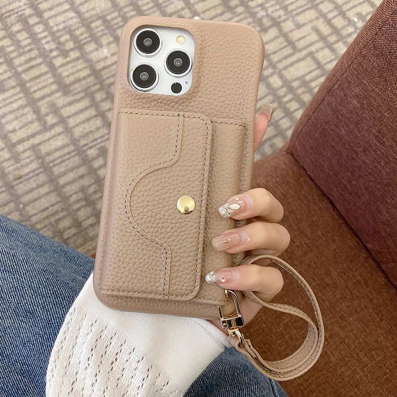 🔥Skyddande rosa telefonskal med spegel och handledsrem