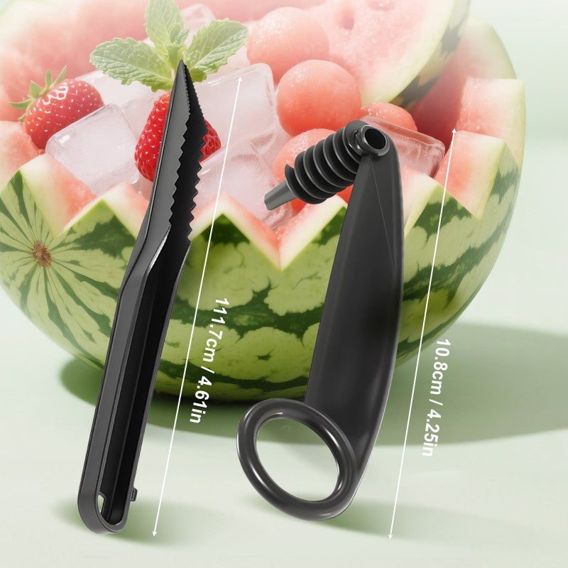 Spiral- och V-verktygsduo för fruktdekoration